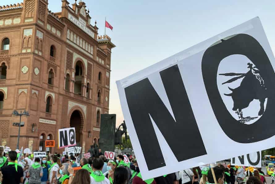 A protest against bullfighting outside Las Ventas bullring, Madrid in September 2021.