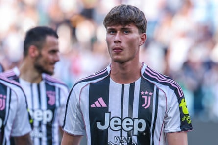 Nicolò Savona of Juventus looks on during a pre-season match between Juventus’s senior team and their youth setup