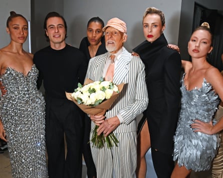 Price, centre, after his 16Arlington show last month, with Adwoa Aboah, Marco Capaldo, Kai-Isaiah Jamal, Edie Campbell and Lila Moss.