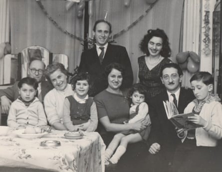 George Szirtes and his family (far right) with other refugee families in London, Christmas 1957