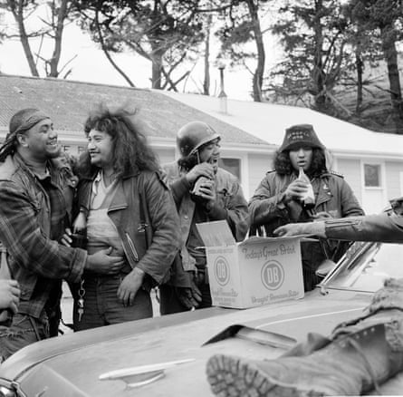 A man standing at a mongrel mob convention