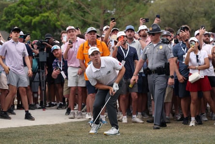 Matthew Fitzpatrick watches his shot on the 16th during the final round of the RBC Heritage.
