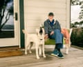 Stewart Brand with his dog, Ivory, at his home in Petaluma, California