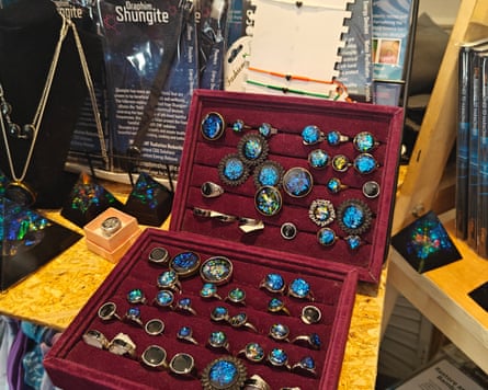 A box of blue crystals