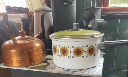 Cooking equipment on Beck Wood’s barge