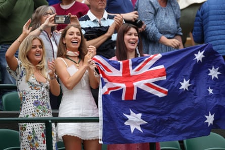 Supporters of Alex de Minaur at Wimbledon.