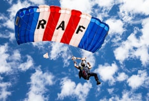 Members of the RAF Falcons parachute display team take part in Exercise Falcon Stack at Lake Elsinore in California. This image was one of 900 submitted to this year’s competition