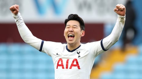 Son celebrates after the final whistle.