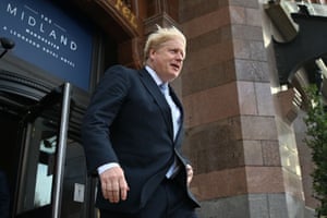 Tory conference: Sunak rejects Truss’s suggestion government has no responsibility for food supply 5 Boris Johnson leaving the Midland hotel, the main conference hotel, this morning.