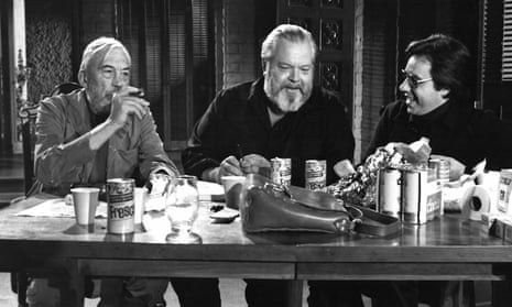 ‘This is a crazy, dishevelled, often hilarious film’ … John Huston, Orson Welles and Peter Bogdanovich on set of The Other Side of the Wind