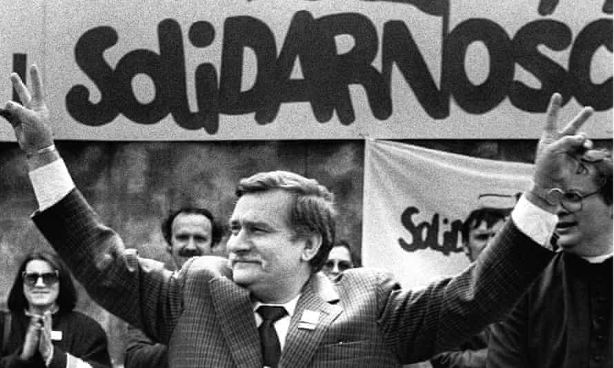 Former Polish president and Solidarity founding leader Lech Walesa during his presidential campaign in Plock, May 1989.