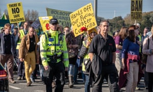 Anti-fracking protesters in Little Plumpton, Lancashire