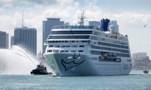 Carnoval cruise ship Adonia leaving the post of Miami, Florida.