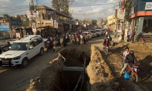 Kathmandu’s drivers must contend with chaotic roadworks.