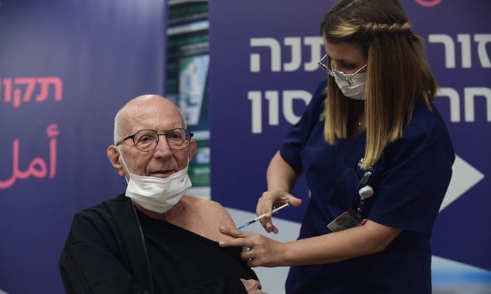 A man receives his fourth dose of the Covid-19 vaccine at Sheba Medical Center in Ramat Gan, Israel.