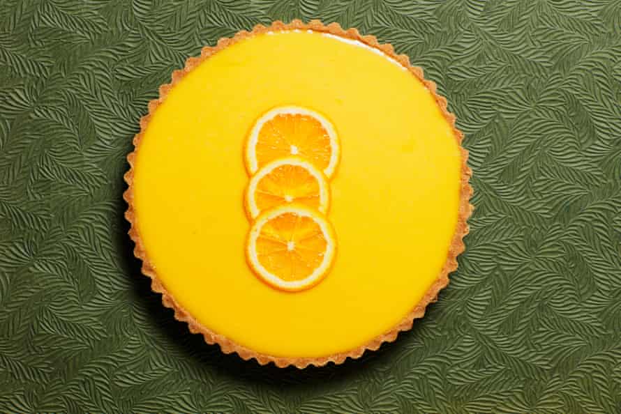 Sunshine ... Tamal Ray’s no-bake spiced orange tart.