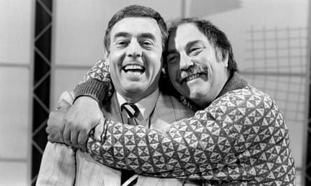 Jimmy Greaves, right, with Ian St John filming their TV show Saint and Greavsie in 1987.