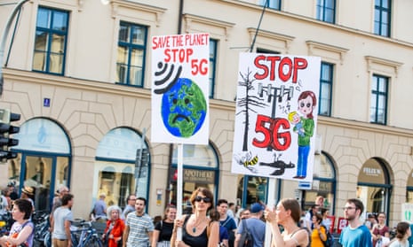 Protesters opposing 5G during a climate change demonstration in Munich. 