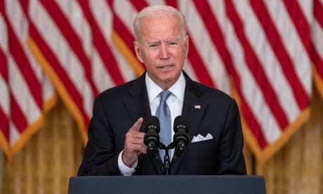 President Joe Biden speaks on the Taliban takeover in Afghanistan from the White House in Washington DC on 16 August.