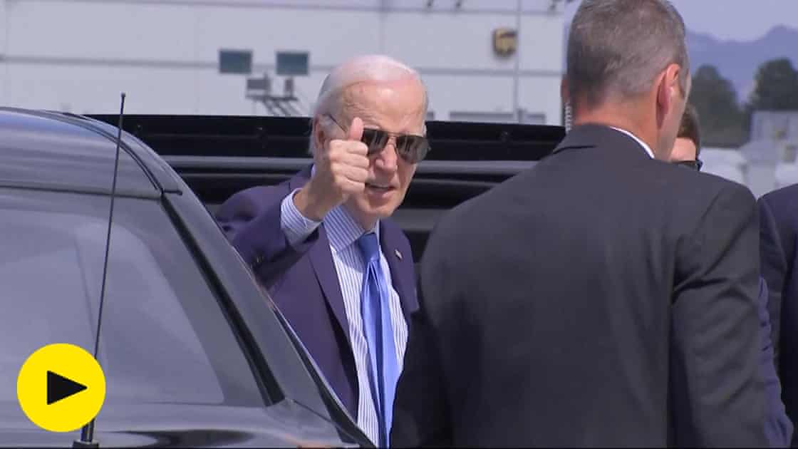 Biden says 'I feel good' after testing positive for Covid-19 and cancelling campaign speech – video