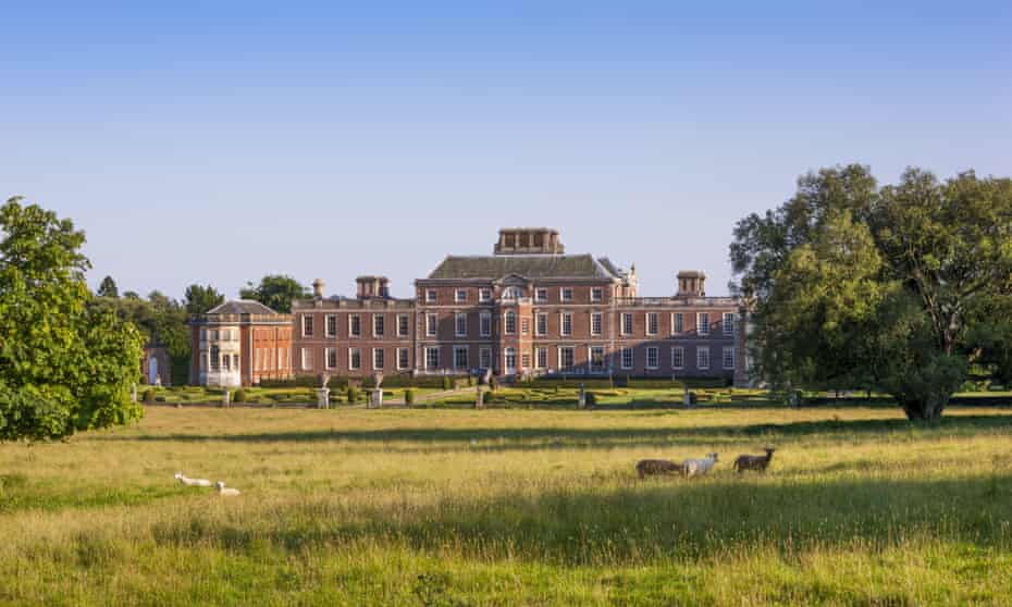 The north front of Wimpole Hall, Cambridgeshire, with deer
