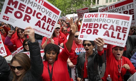 Protesters rally outside PhRMA headquarters on 29 April in Washington DC.