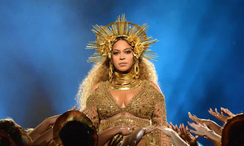 Beyoncé onstage at the Grammys in Los Angeles in 2017.