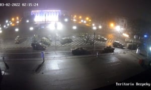 CCTV footage shows Russian combat vehicles on the central square of Kherson.