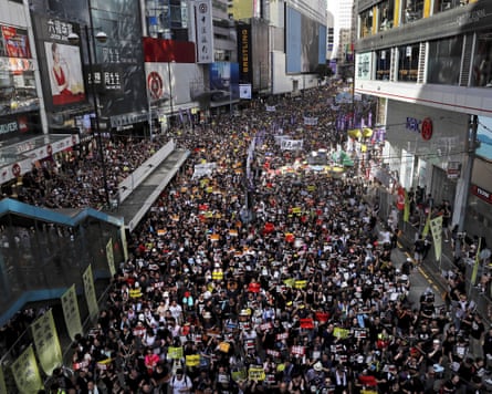 Protesters flood the streets of Hong Kong in 2019.