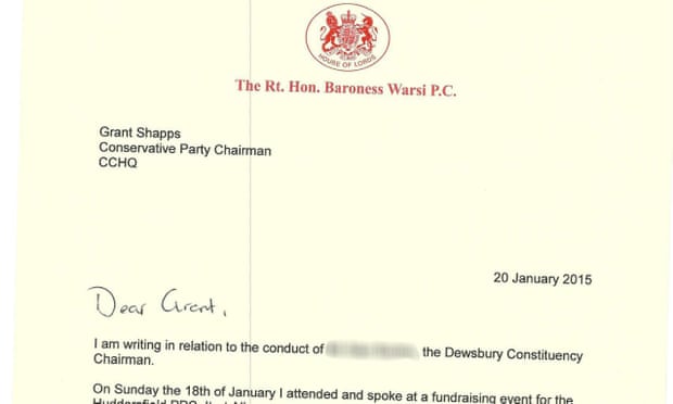 Lady Warsi’s letter to Shapps