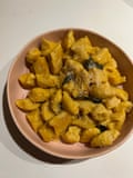Steve Farrow adds ricotta to his butternut squash gnocchi.