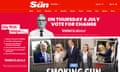 The Sun home page with Labour advert.
