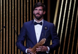 Liverpool’s Alisson Becker with the Yachine trophy.