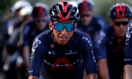 The 2019 Tour de France winner Egan Bernal in the colours of the Ineos Grenadiers