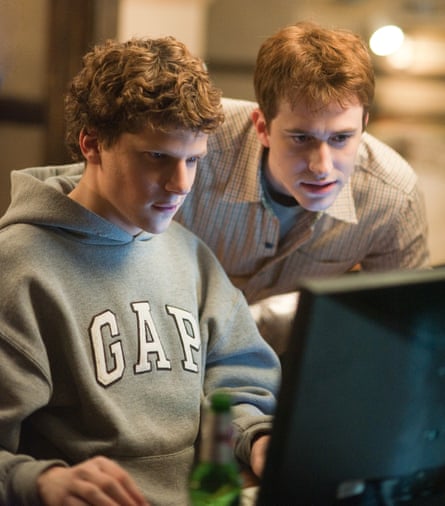 Actors Jesse Eisenberg and Joseph Mazzello in the film The Social Network