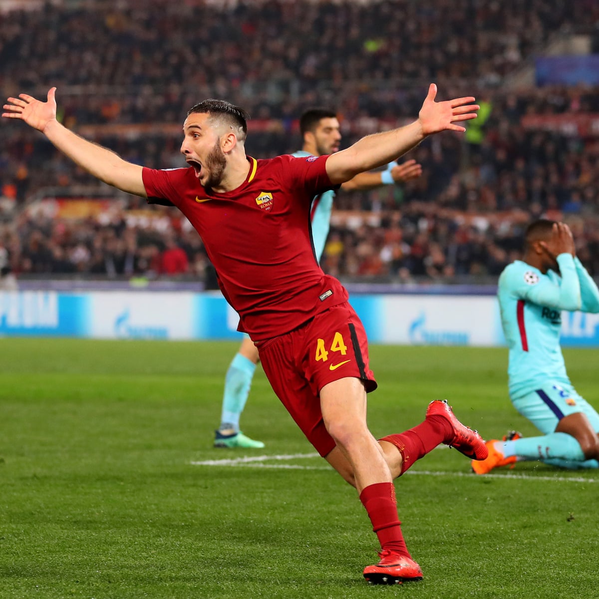 Kostas Manolas Seals Historic Roma Comeback To Send Barcelona Out Champions League The Guardian