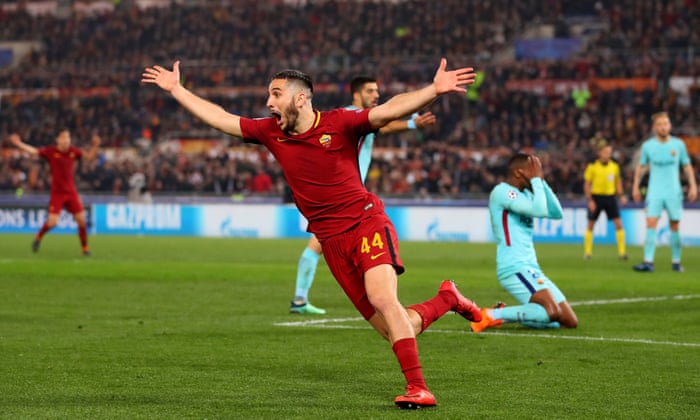 Kostas Manolas Seals Historic Roma Comeback To Send Barcelona Out Champions League The Guardian