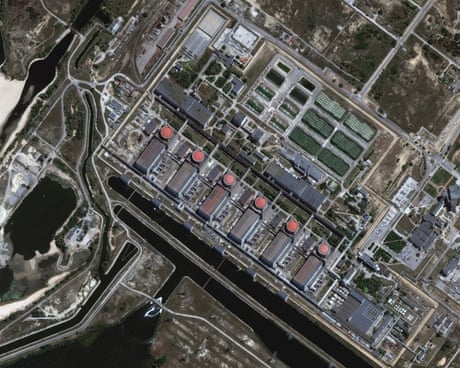 An aerial image of the Zaporizhzhia nuclear plant
