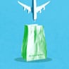 A plane flys into a vomit sick bag