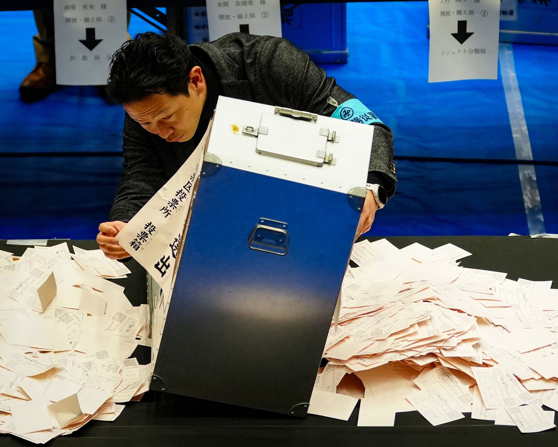 Japan Prime Minister Sanae Takaichi Scores Decisive Election Win 2 An election official empties a ballot box at a counting station in Tokyo. (Xinhua/Shutterstock)