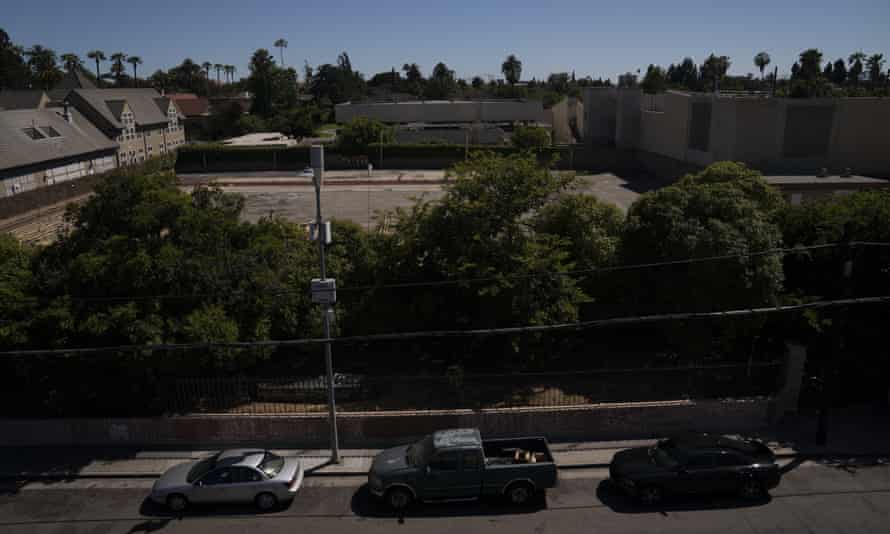 The temporarily closed AllenCo Energy oil well is seen from an apartment building on 24 June 2021, in Los Angeles.