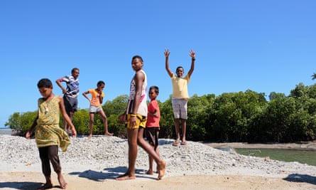 Jona Ratu’s children, standing on what was once a beach