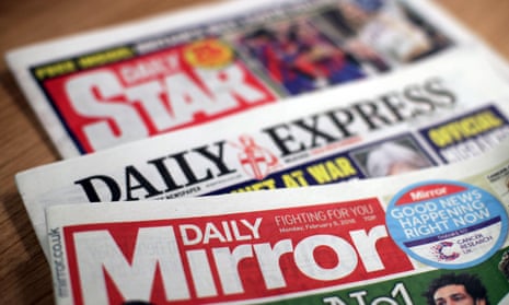 Mastheads for the Daily Mirror, Daily Star and the Daily Express
