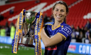 Courtney Hill holds the Betfred Women’s Super League Grand Final aloft.