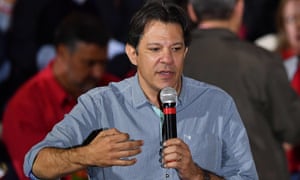 Brazilâs Workersâ party has named former mayor of São Paulo, Fernando Haddad, as its backup should jailed ex-president Luiz Inácio Lula da Silva be barred from running.