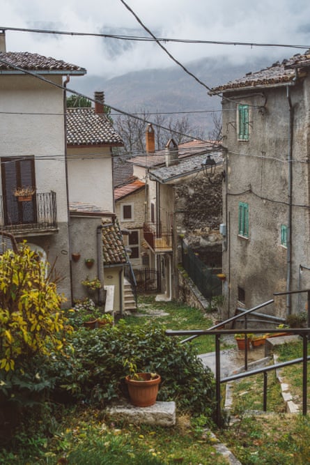 View between houses in the village.