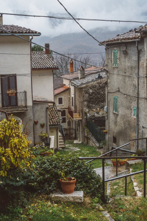 View between houses in the village.