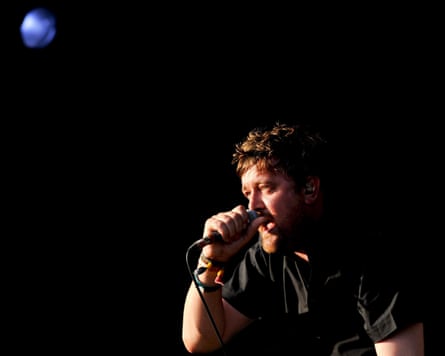 Garvey performing with the band at Glastonbury 2008.