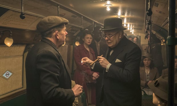 'He never set foot on the Tube in his life' … Gary Oldham takes the underground as Churchill in Darkest Hour.