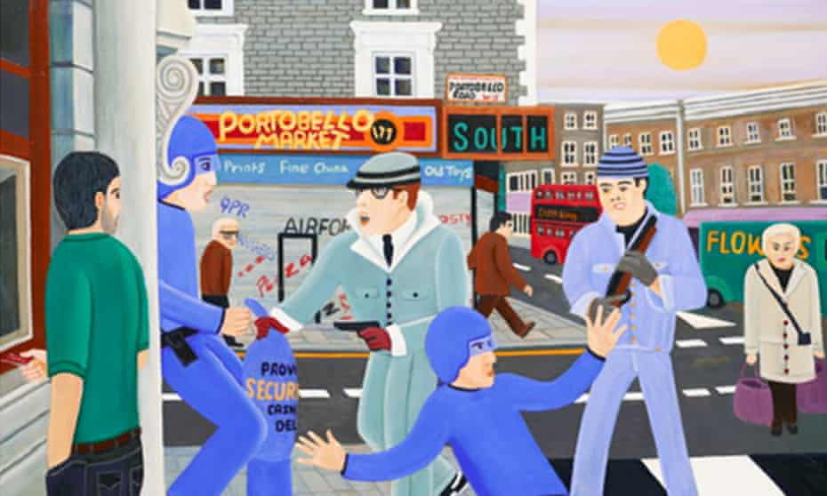 Jack Murton’s On the Pavement shows a bank robbery.